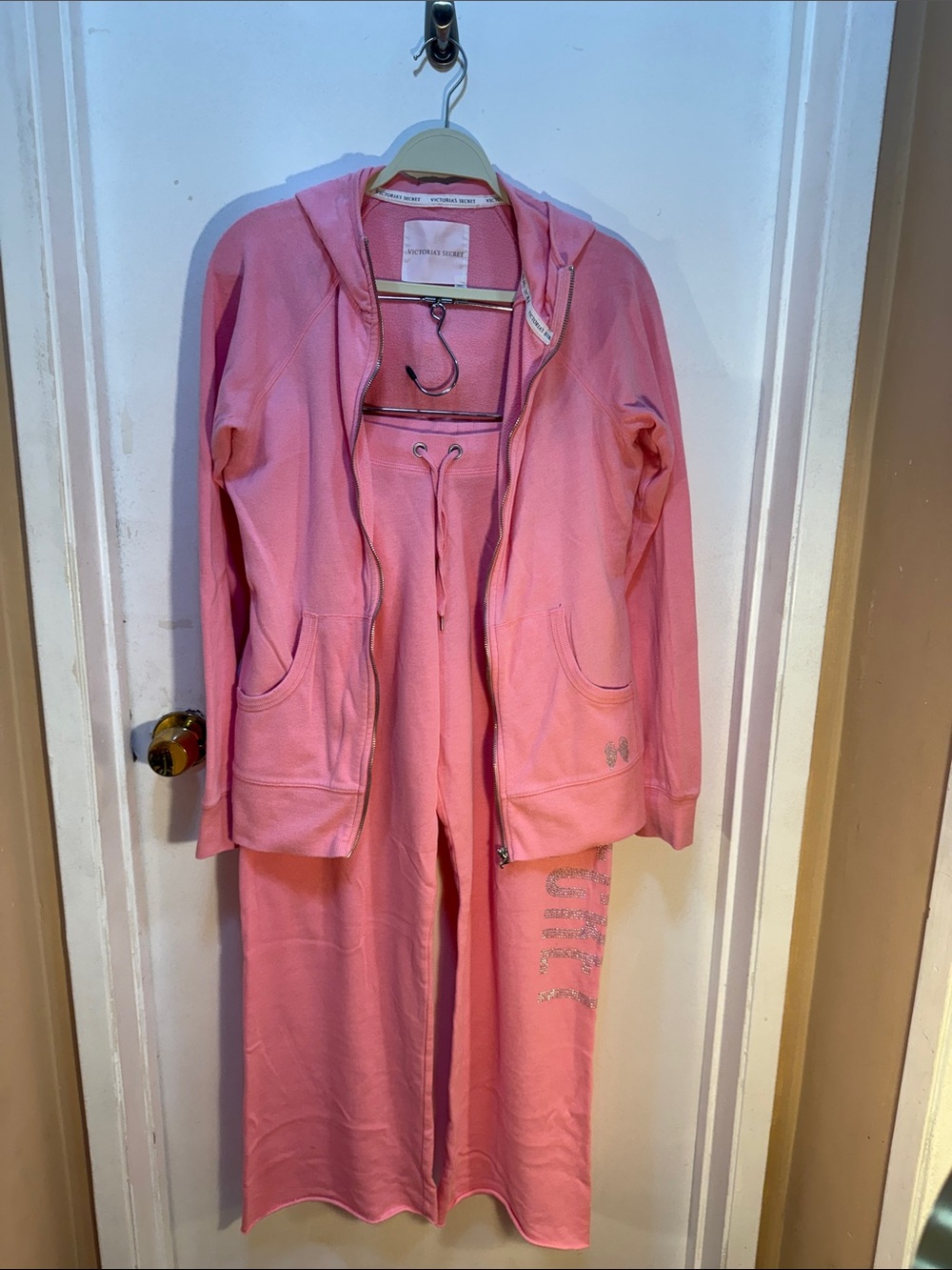 Pink Velour Hoodie & Pants Set